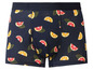 Dunkelblaue Boxershorts mit Zitrussfruchtmuster.