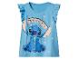 Blaues Kurzarm-T-Shirt mit Rüschen und Stitch-Aufdruck