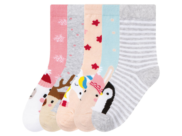 Gehe zu Vollbildansicht: pepperts Kleinkinder Mädchen Socken, 5 Paar, mit Weihnachtsmotiv - Bild 2