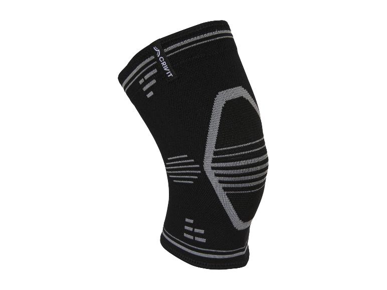 Schwarze Kompressions-Kniebandage mit grauen Details für den Sport