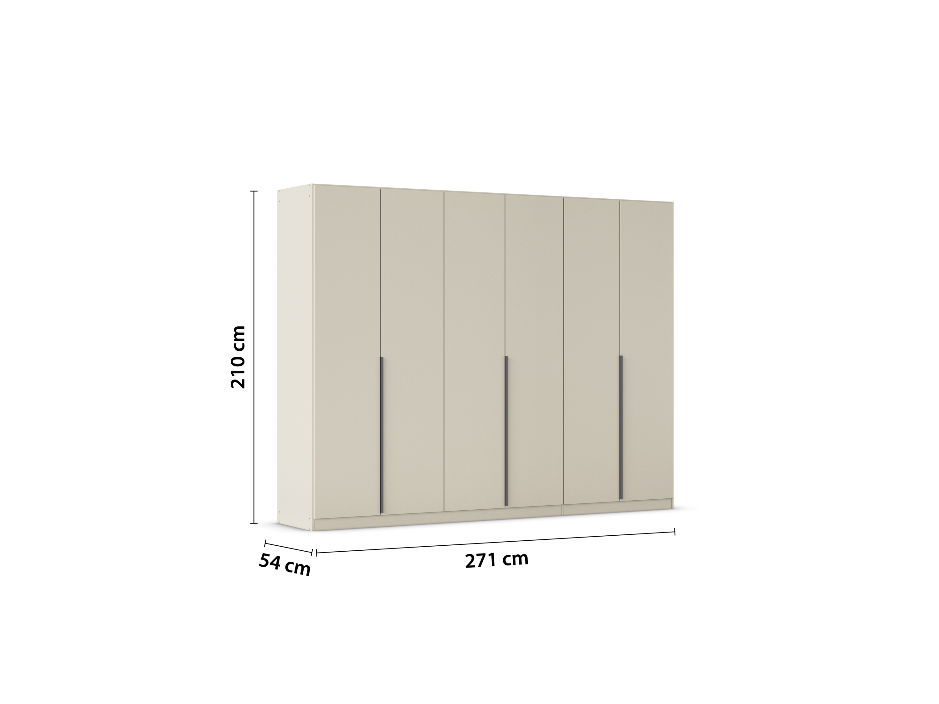 RAUCH ORANGE Drehtürenschrank Alabama (Basic-Zubehör, Beige-Champagner, Griffe Grau, 271 x 210 cm) – Bild 4 von 4