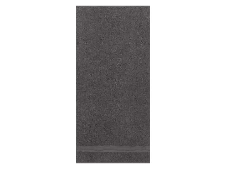 Dunkelgraues Badetuch.