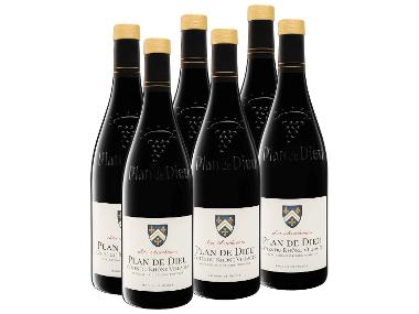 6 x 0,75-l-Flasche Weinpaket Plan De Dieu Côtes du Rhône Villages AOP trocken, Rotwein