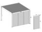 Schemazeichnung einer Pergola mit Lamellenpaneelen