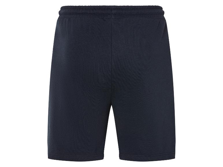 Dunkelblaue Jogginghose Shorts von hinten gesehen.