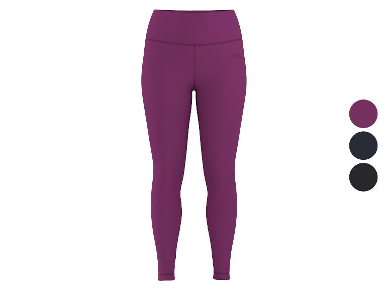 Lila Sportleggings mit hohem Bund, auch in Dunkelblau und Schwarz erhältlich.