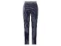 Damenhose in Marineblau mit weißen Streifen und elastischem Bund.
