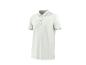 Weißes kurzärmeliges Poloshirt mit braunen Streifen an Kragen und Ärmeln