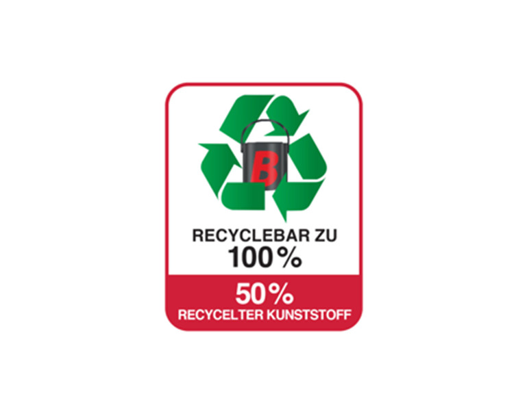 100% recyclebar, 50% recycelter Kunststoff