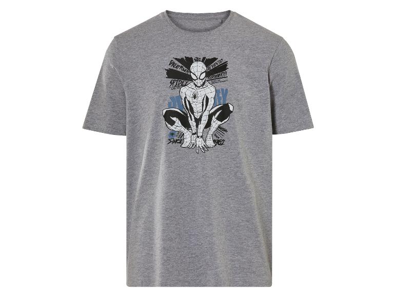 Ein graues T-Shirt mit einem Spider-Man-Motiv.