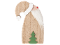 Weihnachtsdekoration aus Holz in Form eines Weihnachtsmanns mit weißem Bart und grünem Baum.
