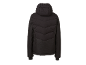 Schwarze Steppjacke mit Kapuze, Rückansicht.