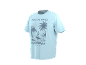 Hellblaues T-Shirt mit Grafikdruck eines Surfers, Palmen und dem Text „RIDE THE WAVES CALIFORNIA PACIFIC VIBES“