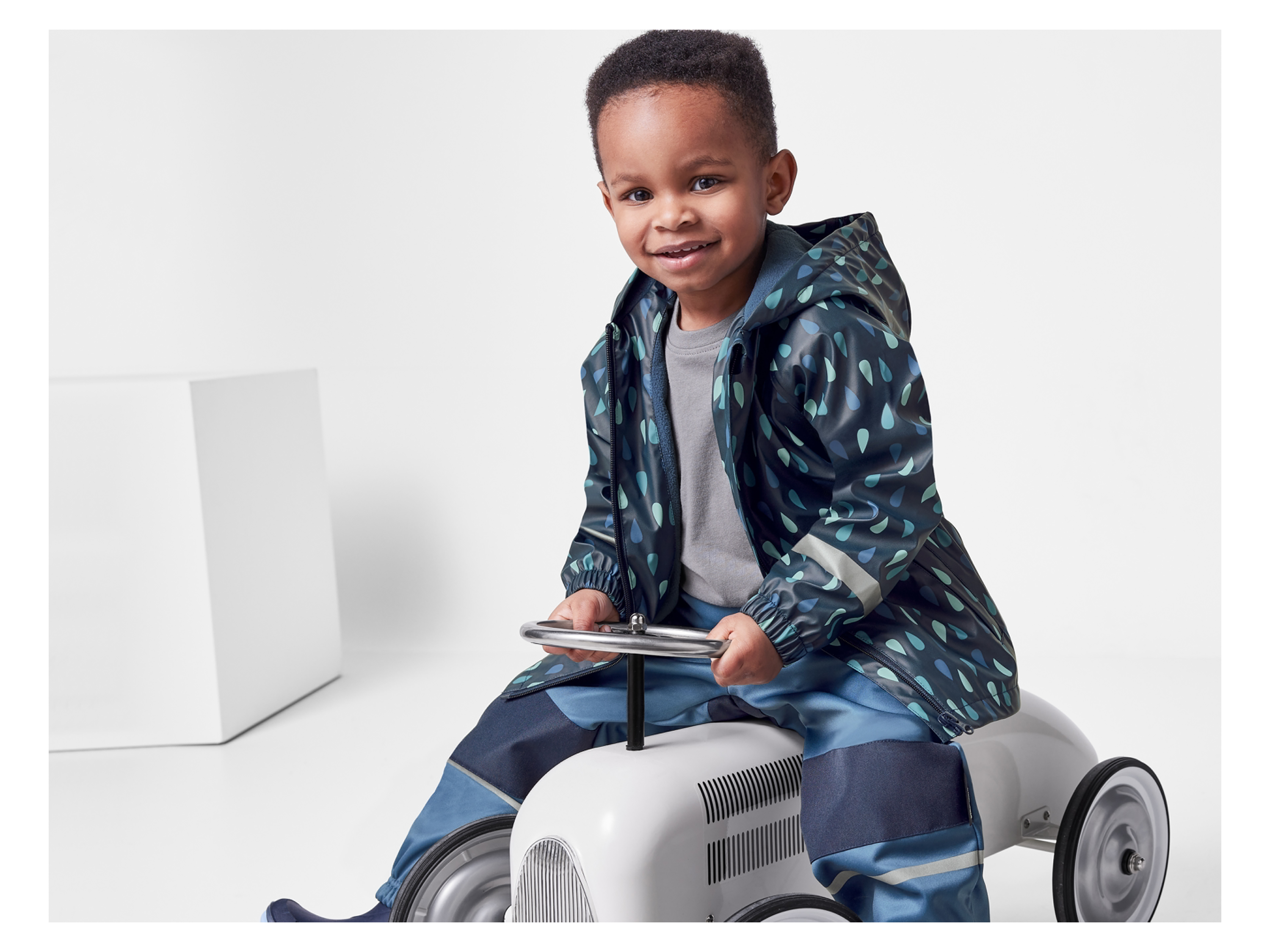 LUPILU® Baby Kleinkinder Matsch- und Buddeljacke, gefüttert (navy/gemustert, 98/104) – Bild 2 von 4