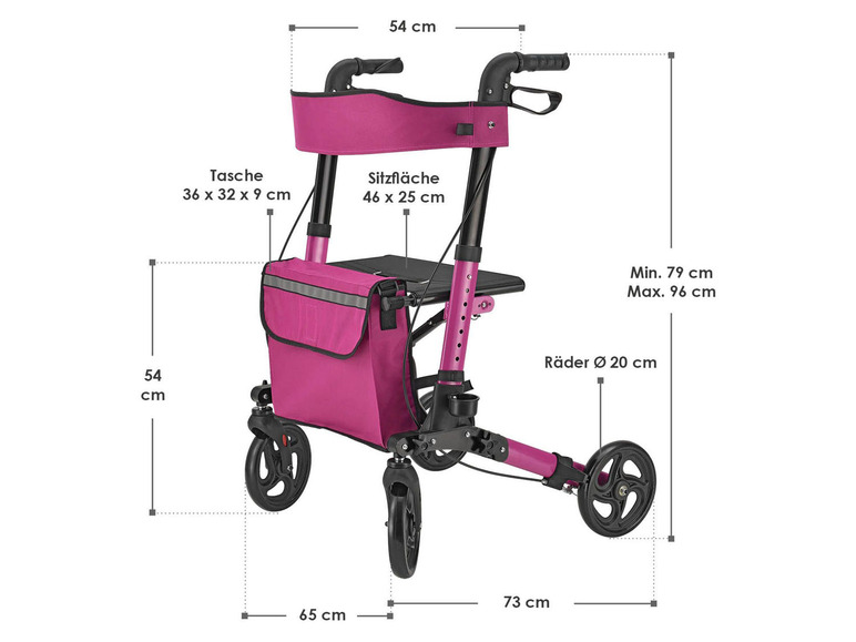 Gehe zu Vollbildansicht: Juskys Aluminium Rollator »Vital«, klappbar - Bild 16