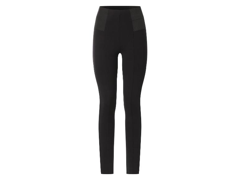 Schwarze Damen-Leggings mit hohem Bund und elastischem Taillenband.