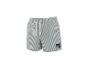 Gestreifte Herren-Shorts mit Kordelzug und einem Aufnäher am rechten Bein.