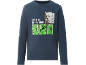 Langärmeliges blaues Shirt mit Minecraft-Grafik und dem Text 'Hostile Behaviour'.