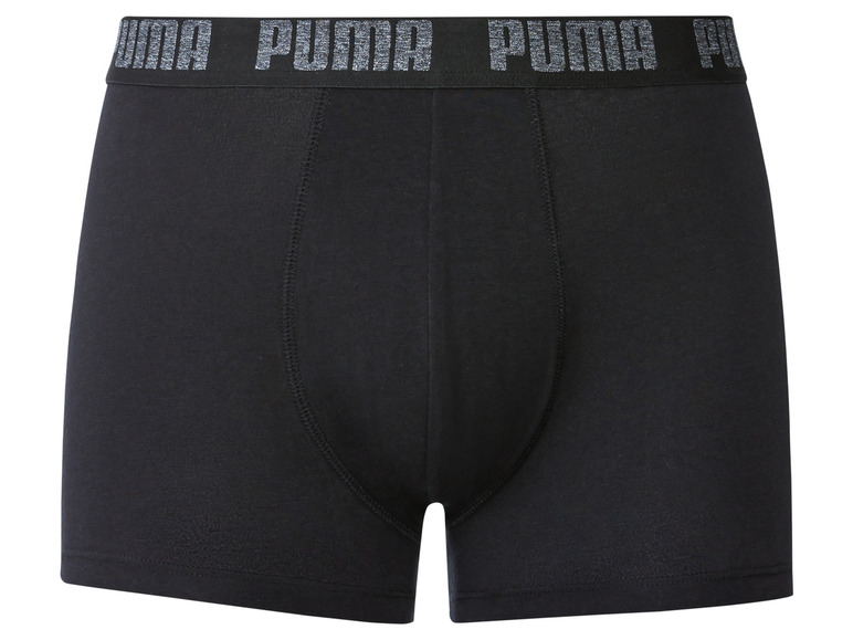 Schwarze Puma Boxershorts mit grauem Logo.
