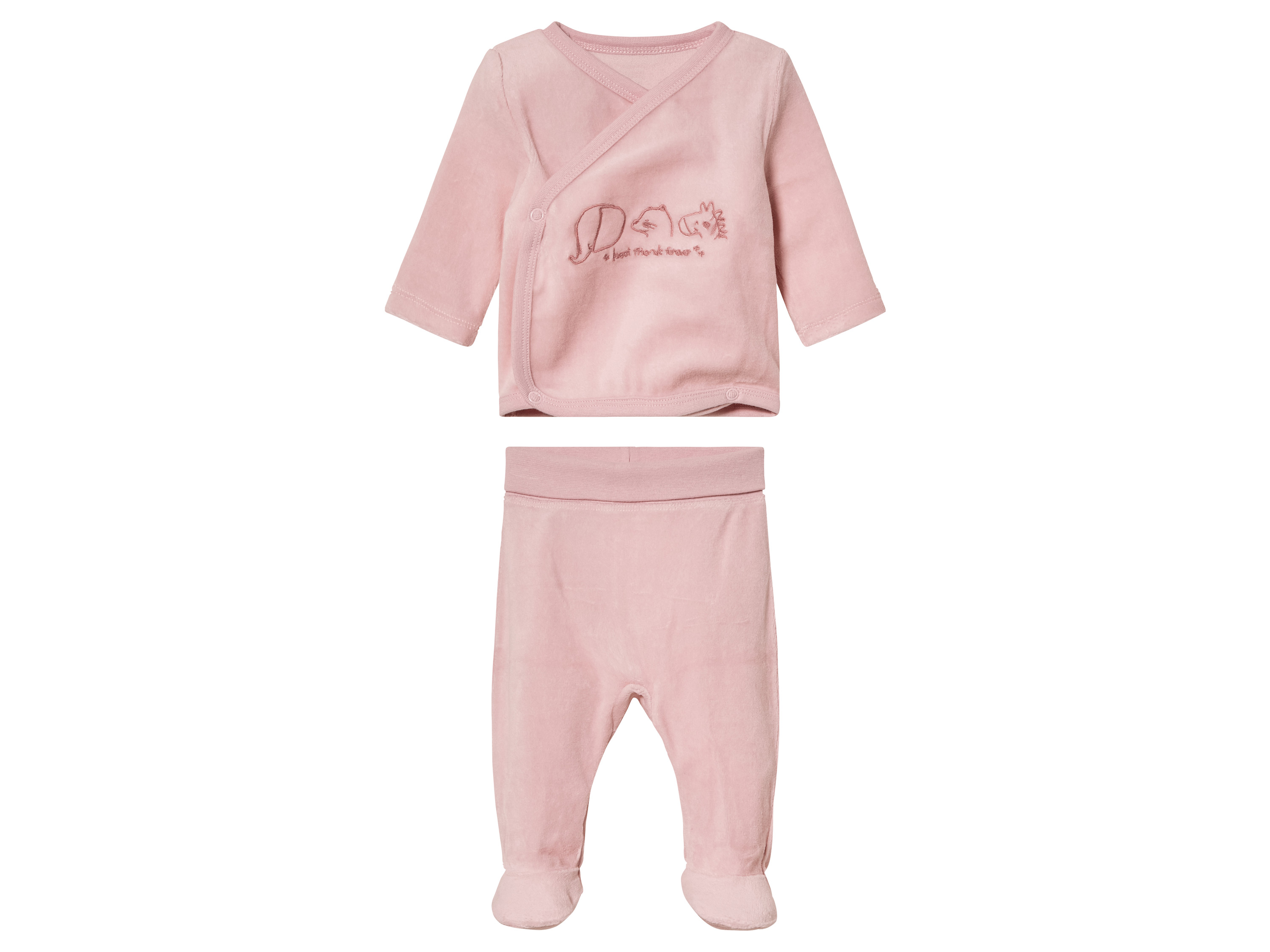 lupilu® Baby Set Nicki 2tlg. (Rosa, 86/92)““ | Shirt mit Knöpfung auf der V Hose mit bequemem Umschlagbund und Füßchen Set: 2-teilig, Set aus Langarmshirt und Schlupfhose Material: Baumwolle Bio, 20 % Polyester recycelt Pflegehinweis: waschen bei max. 40 °C nicht bleichen schonende Trocknung im Wäschetrockner bei max. 60 °C bügeln bis 110 °C Stufe 1. Kein Bügeln mit Dampf nicht trockenreinigen Größe: 50/56 – 86/92 Meine Lidl-Größe – so einfach gehts Deine Größe findest du in der Lidl-Größentabelle . Oeko-Tex® Standard 100 Geprüft auf Schadstoffe Zertifizierungsnummer: Hk020 232780 Testex Standard 100 by Oeko-Tex® ist die weltweit bekannteste, unabhängige Zertifizierung schadstoffgeprüfter Textil- und Lederprodukte aller Art – vom Garn und den Stoffen bis hin zum gebrauchsfertigen Artikel. Das Label bestätigt