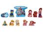 Paw Patrol Figuren, darunter Chase, Skye, Marshall, Rubble und Ryder, mit Fahrzeugen und Zubehör.