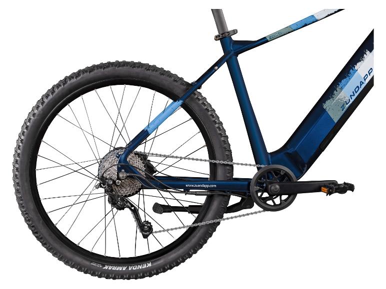 Nahaufnahme des Hinterrads und der Schaltung eines Zündapp E-Bikes.