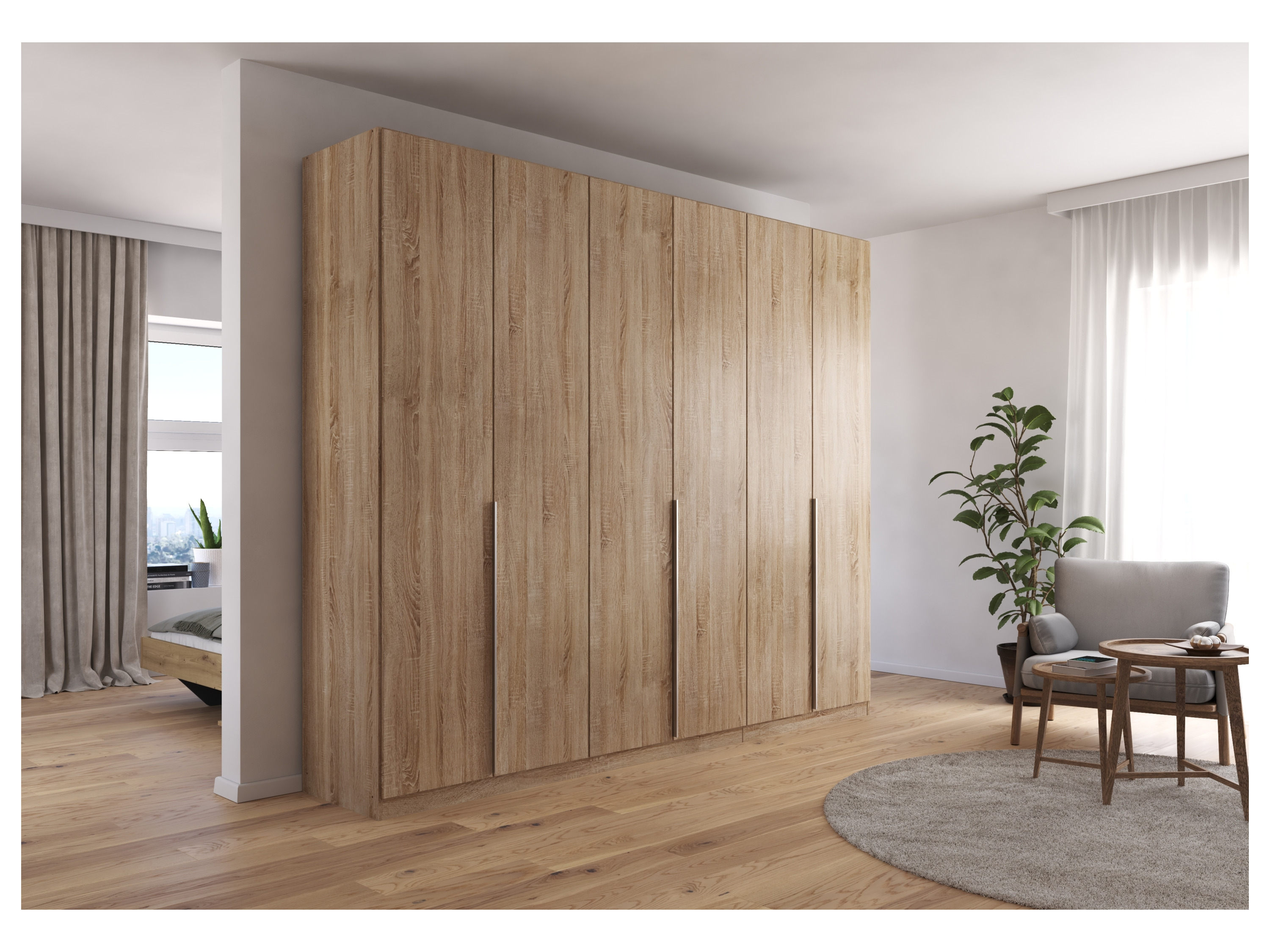 RAUCH ORANGE Drehtürenschrank Alabama (Classic-Zubehör, Eiche Sonoma, Griffe Alufarben, 271 x 229 cm) – Bild 2 von 4