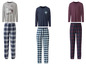 Drei Pyjama-Sets mit langen Ärmeln, darunter eines mit einem 'Venice Beach'-Druck.