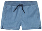Blaue Jeans-Shorts mit Kordelzug.