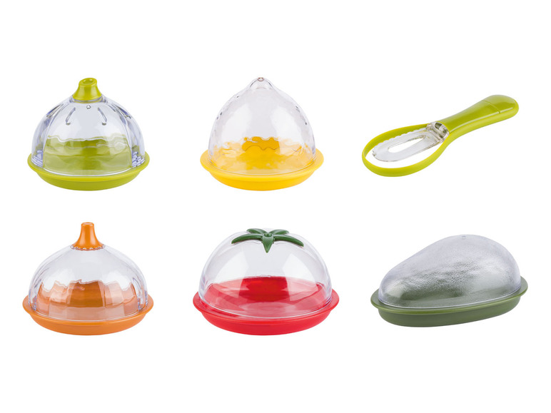 Schneidewerkzeug für Obst und Gemüse, inklusive einem Avocado-Schneider.