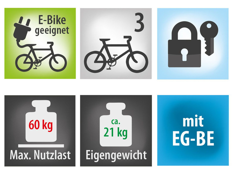 EUFAB Heckträger »Premium III«, für 3 Räder, Abklappmechanismus, abschließbar | Fahrradträger & Transport