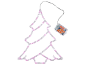 Weihnachtliche Leuchtdekoration in Tannenbaumform mit rosa Lichtern und Batteriefach.