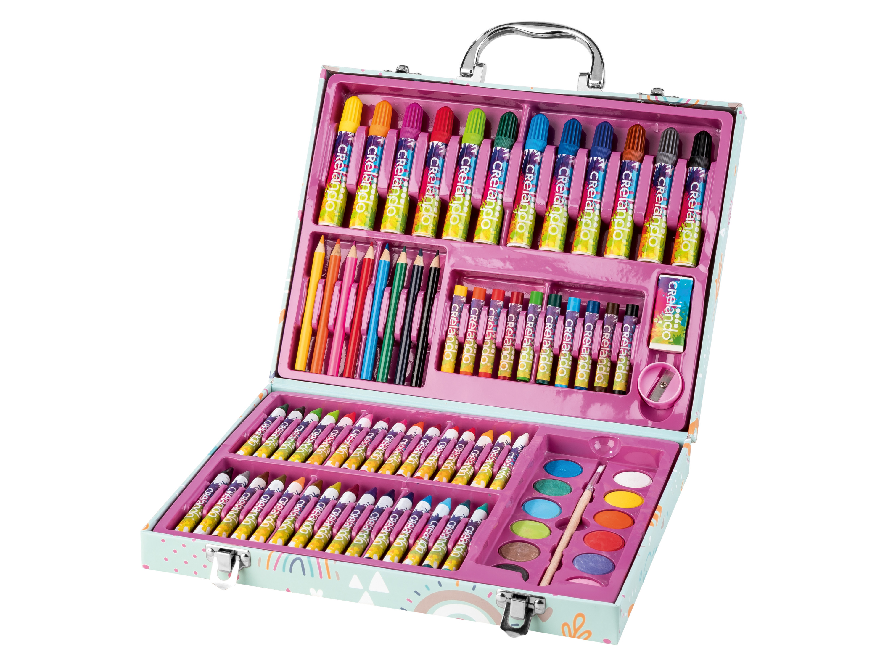 CRELANDO® Kinder-Malkoffer, 76-teilig (Regenbogen)