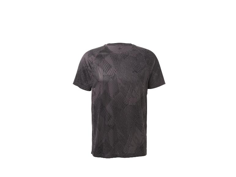 Dunkelgraues kurzärmeliges Sport-T-Shirt mit geometrischem Muster