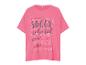 Pinkes T-Shirt mit grauem und weißem Text
