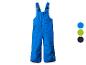 Blaue Kinder-Schneehose mit verstellbaren Trägern und kleinem Logo.