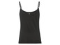 Ein schwarzes Tanktop mit Spaghettiträgern.