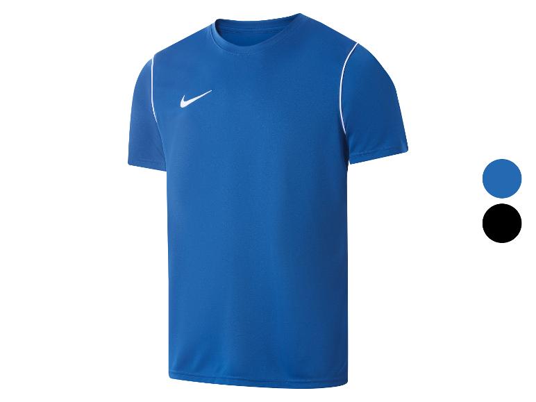 Blaues kurzärmeliges Sport-T-Shirt mit weißem Logo