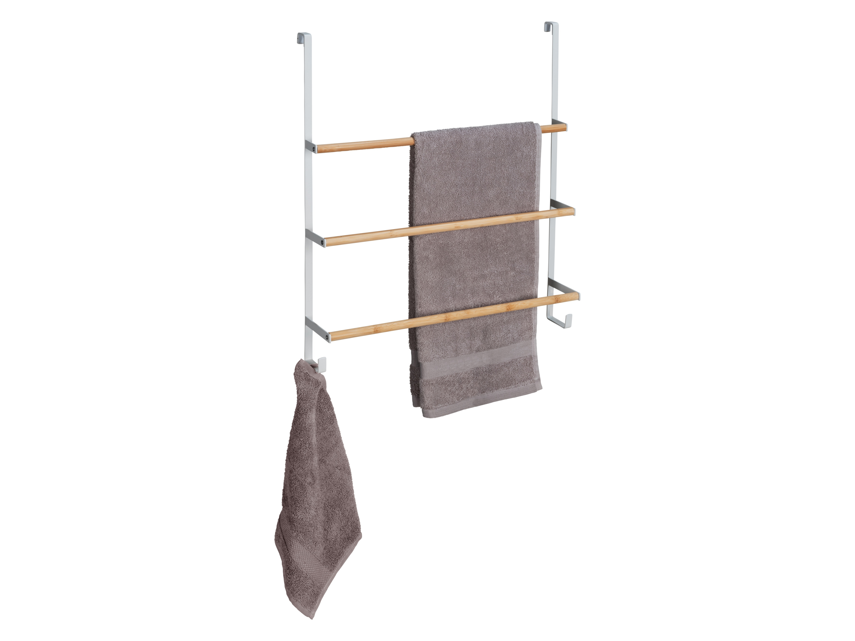WENKO Bambus-Tür-Handtuchhalter mit extra Haken (Weiß) – Bild 2 von 2