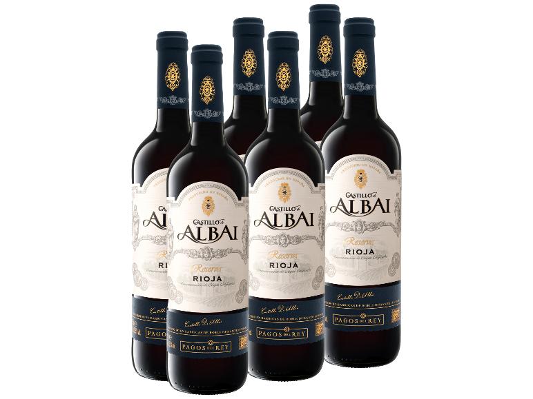 Sechs Flaschen Castillo de Albai Reserva Rioja trockener Rotwein.