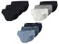 9er-Pack Herren-Baumwollslips in Schwarz, Grau und Blau.