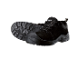Schwarze Sicherheitsschuhe mit robuster Profilsohle und Schnürung.