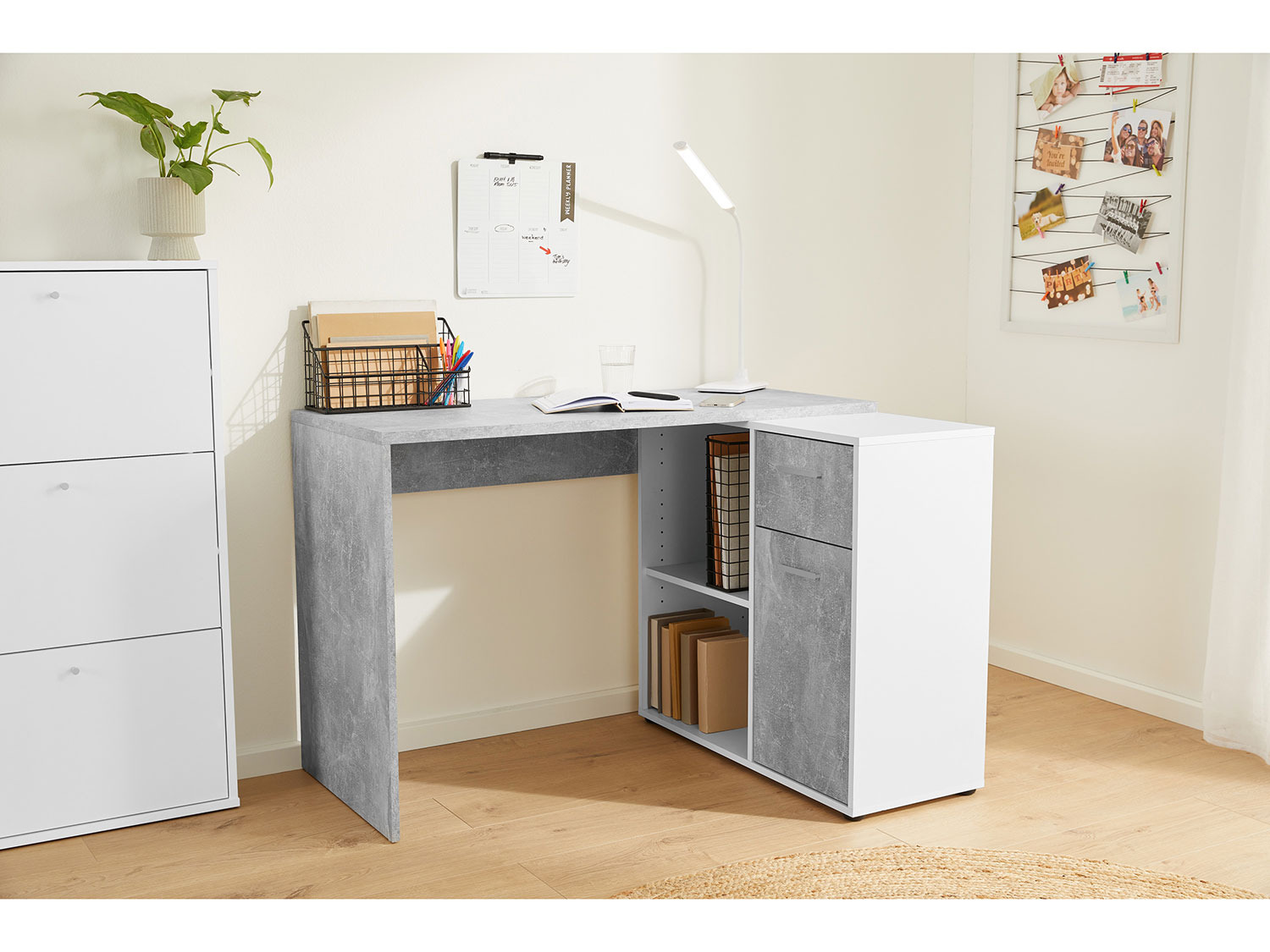 home Schreibtisch LIVARNO mit Beton/we… Schrankelement,