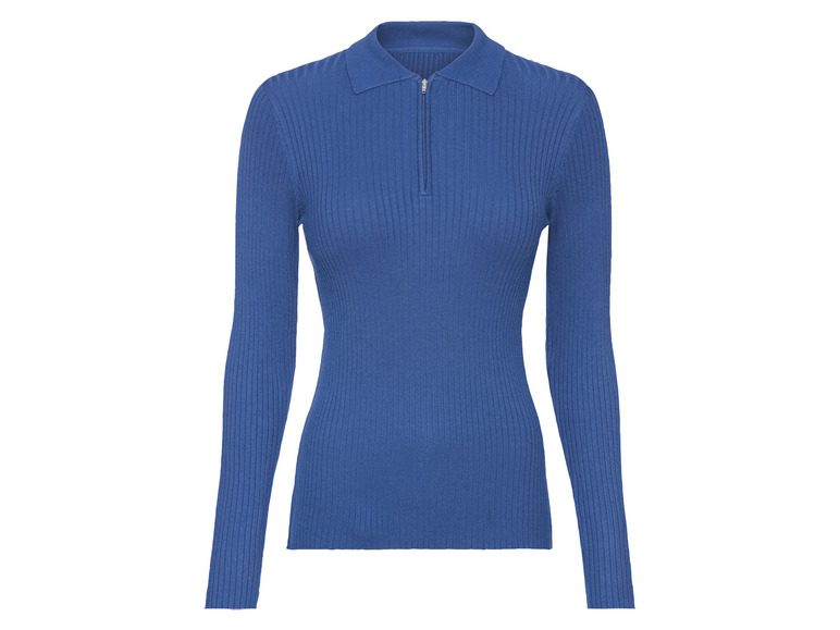 Gehe zu Vollbildansicht: esmara® Damen Rippstrick-Pullover, mit Polokragen und Reißverschluss - Bild 2