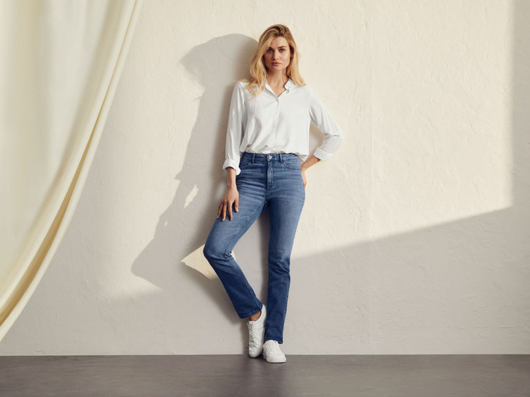 Damen Jeans, Straight Fit, mit hoher Leibhöhe