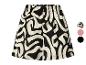 Damen-Shorts mit abstraktem Schwarz-Weiß-Muster und elastischem Bund.