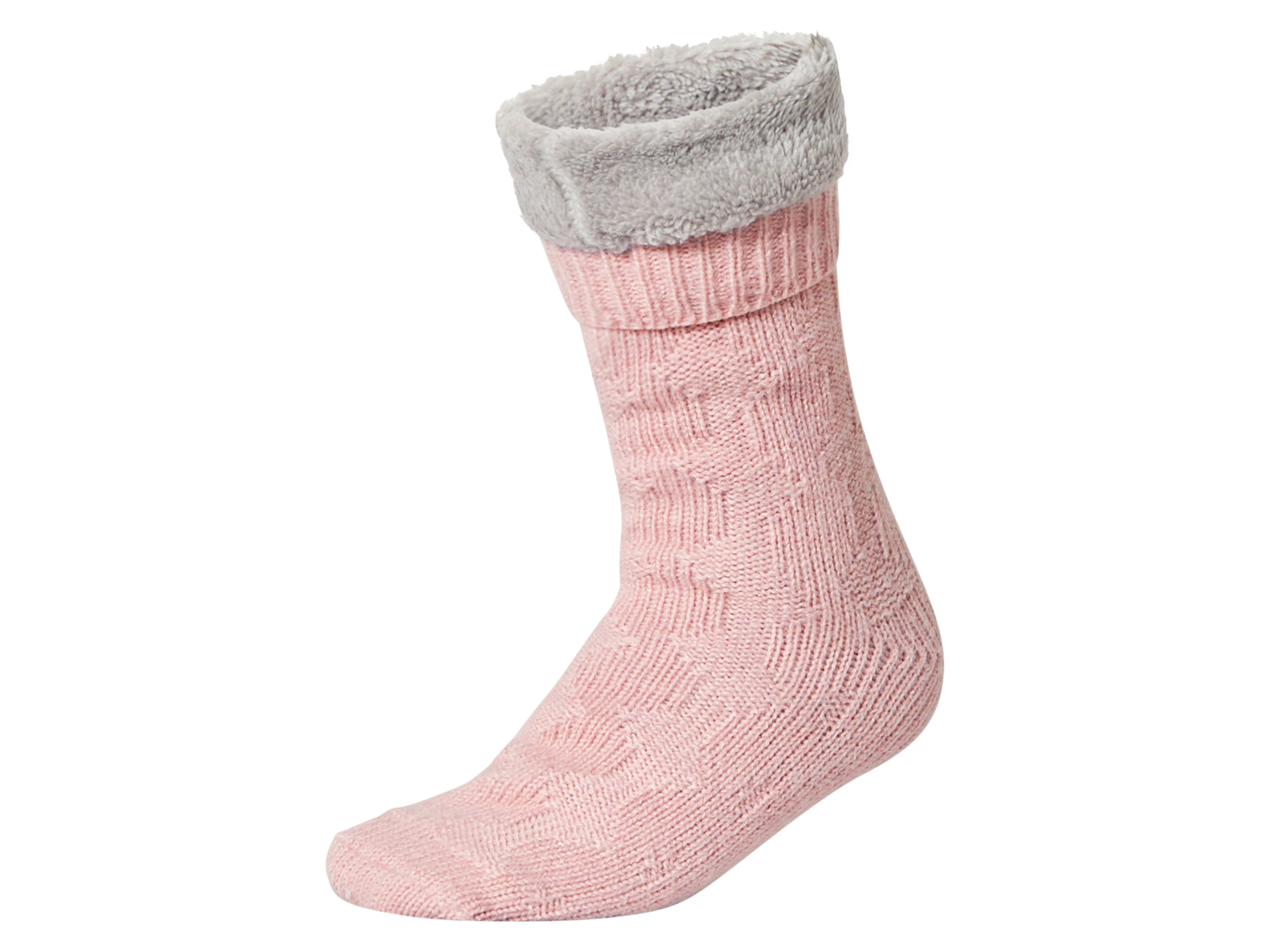 Thumbnail - Damen Kuschelsocken mit Teddyfutter 2er (rosa/beige, 35-38)
