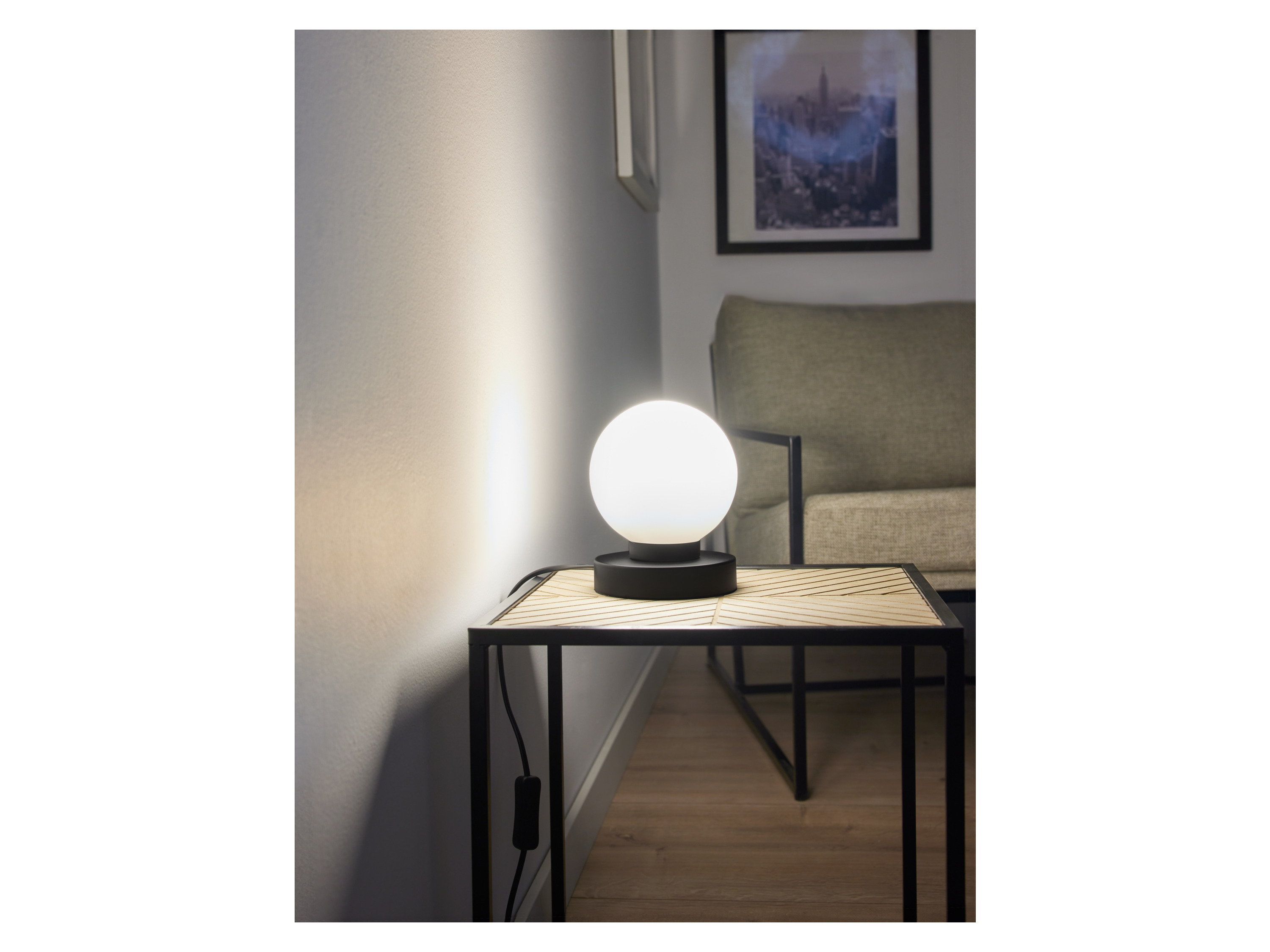 Thumbnail - LIVARNO home Tischleuchte Kugel (Glaskugel schwarz klein)