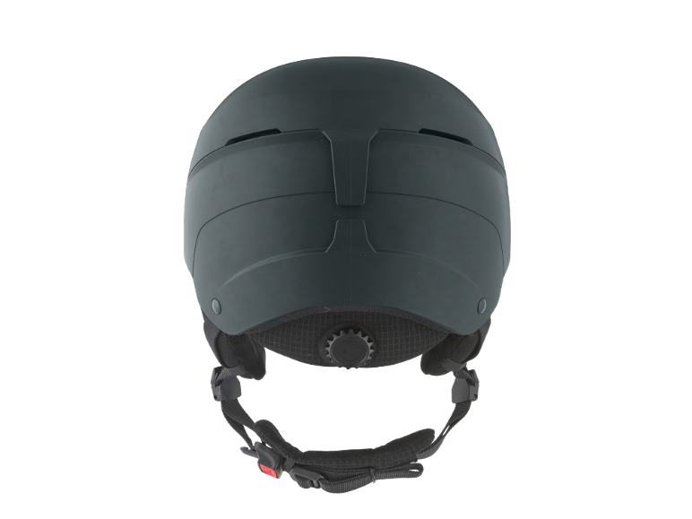 Schwarzer Skihelm mit Verstellsystem und Kinnriemen