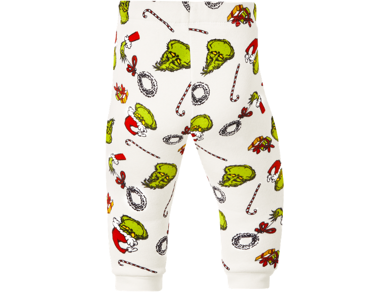Weiße Kinderhose mit festlichem Grinch-Muster
